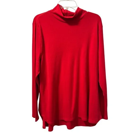 Chicos Red Mock Neck Long Sleeve Knit Tunic Top Size XL 100% Shirt. NWT - Picture 8 of 12